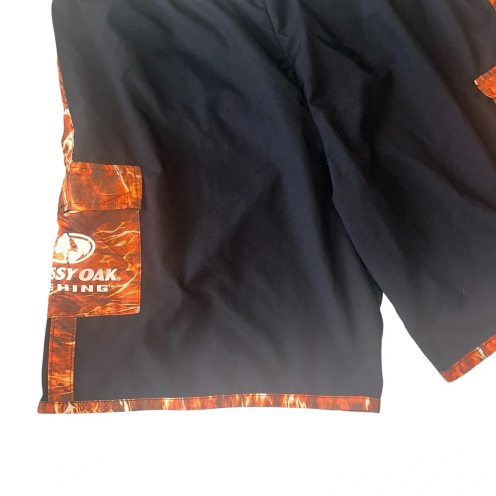 Mossy Oak Fishing Swim Trunks Men’s Large Black Orange Camo Summer Boating Lake